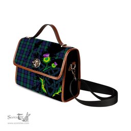 ScotsTee Shop Scottish Graham of Menteith Clan Tartan Canvas Bag Celtic Knot and Thistle with Scotland Map Bag