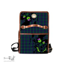 ScotsTee Shop Scottish Graham of Menteith Clan Tartan Canvas Bag Celtic Knot and Thistle with Scotland Map Bag