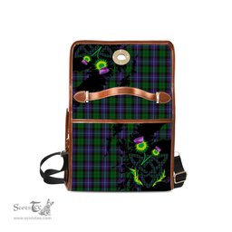 ScotsTee Shop Scottish Galbraith Clan Tartan Canvas Bag Celtic Knot and Thistle with Scotland Map Bag