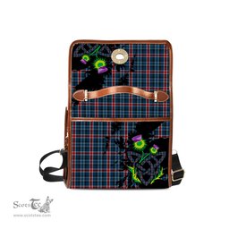 ScotsTee Shop Scottish Gandy of Myrton Clan Tartan Canvas Bag Celtic Knot and Thistle with Scotland Map Bag