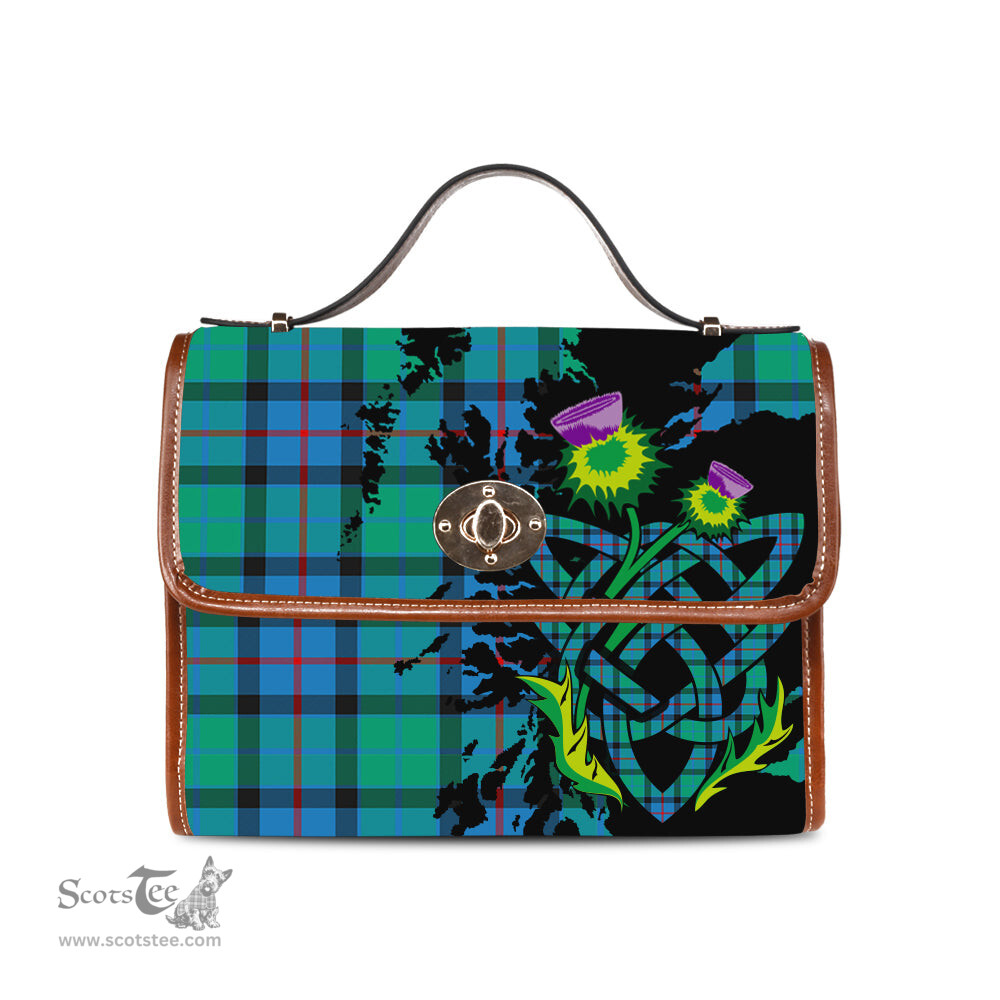 ScotsTee Shop Scottish Flower Of Scotland Clan Tartan Canvas Bag Celtic Knot and Thistle with Scotland Map Bag