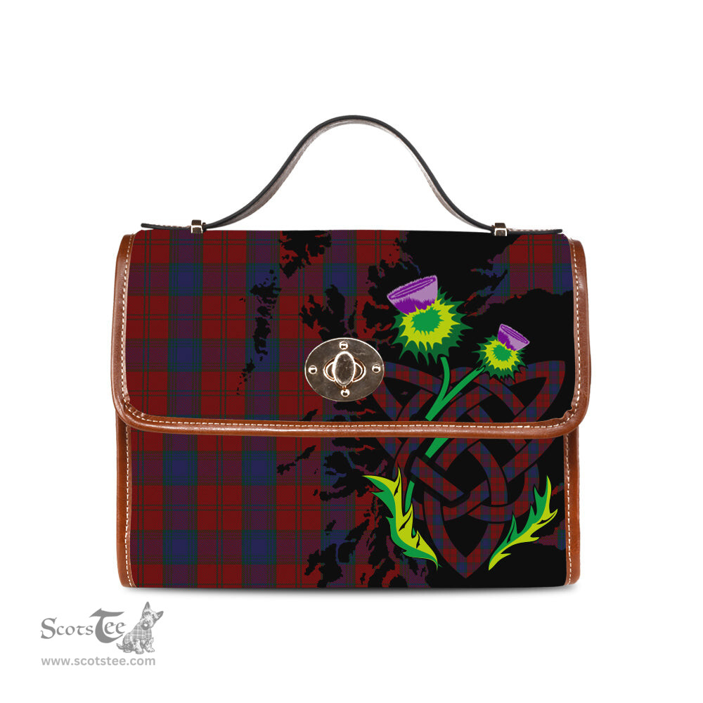 ScotsTee Shop Scottish Lawlis - Lawless Clan Tartan Canvas Bag Celtic Knot and Thistle with Scotland Map Bag