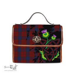 ScotsTee Shop Scottish Lawlis - Lawless Clan Tartan Canvas Bag Celtic Knot and Thistle with Scotland Map Bag