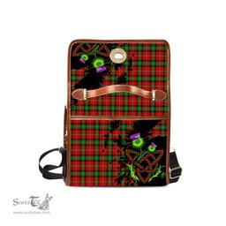 ScotsTee Shop Scottish Fullerton Clan Tartan Canvas Bag Celtic Knot and Thistle with Scotland Map Bag