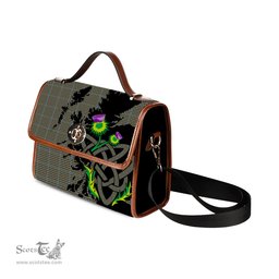 ScotsTee Shop Scottish Haig Clan Tartan Canvas Bag Celtic Knot and Thistle with Scotland Map Bag