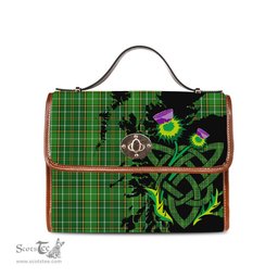 ScotsTee Shop Scottish Forrester or Foster Hunting Clan Tartan Canvas Bag Celtic Knot and Thistle with Scotland Map Bag