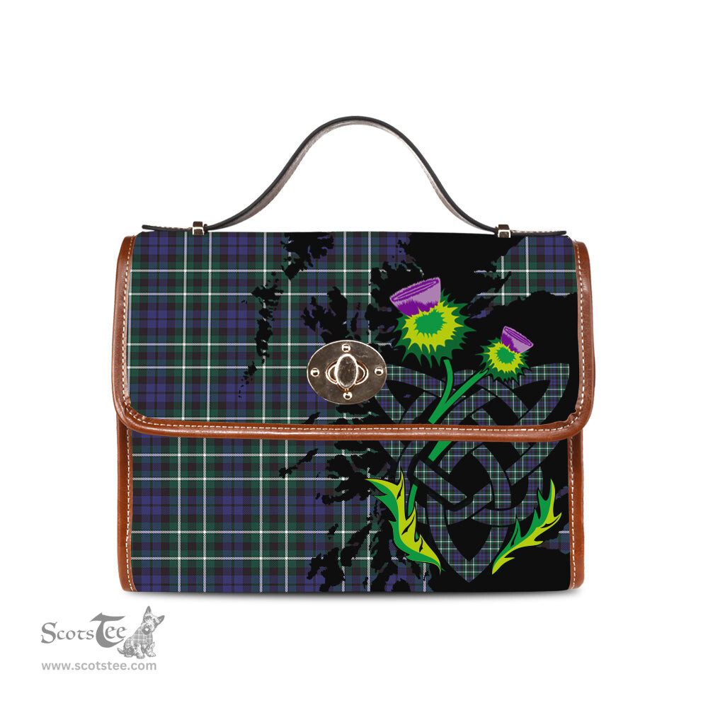 ScotsTee Shop Scottish Graham of Montrose Modern Clan Tartan Canvas Bag Celtic Knot and Thistle with Scotland Map Bag