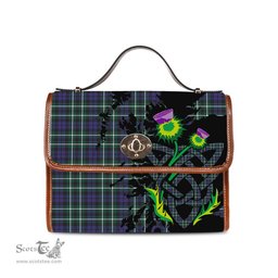 ScotsTee Shop Scottish Graham of Montrose Modern Clan Tartan Canvas Bag Celtic Knot and Thistle with Scotland Map Bag