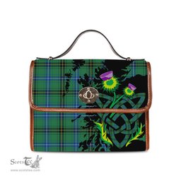 ScotsTee Shop Scottish Henderson Ancient Clan Tartan Canvas Bag Celtic Knot and Thistle with Scotland Map Bag