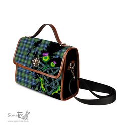 ScotsTee Shop Scottish MacNeil of Barra Ancient Clan Tartan Canvas Bag Celtic Knot and Thistle with Scotland Map Bag