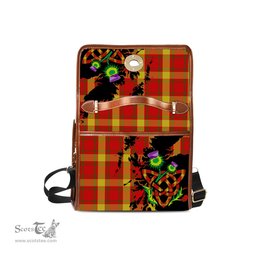 ScotsTee Shop Scottish Maguire Black Clan Tartan Canvas Bag Celtic Knot and Thistle with Scotland Map Bag