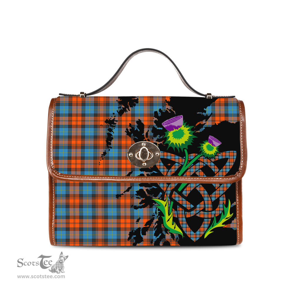 ScotsTee Shop Scottish MacLachlan Ancient Clan Tartan Canvas Bag Celtic Knot and Thistle with Scotland Map Bag