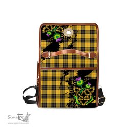 ScotsTee Shop Scottish MacLeod of Lewis Ancient Clan Tartan Canvas Bag Celtic Knot and Thistle with Scotland Map Bag