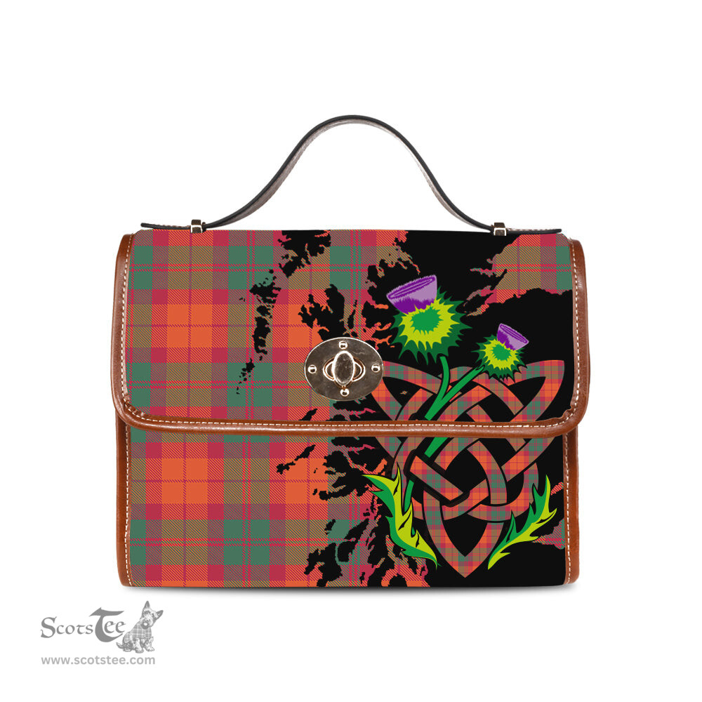 ScotsTee Shop Scottish MacNab Ancient Clan Tartan Canvas Bag Celtic Knot and Thistle with Scotland Map Bag
