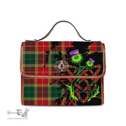 ScotsTee Shop Scottish Mcdonnell Clan Tartan Canvas Bag Celtic Knot and Thistle with Scotland Map Bag