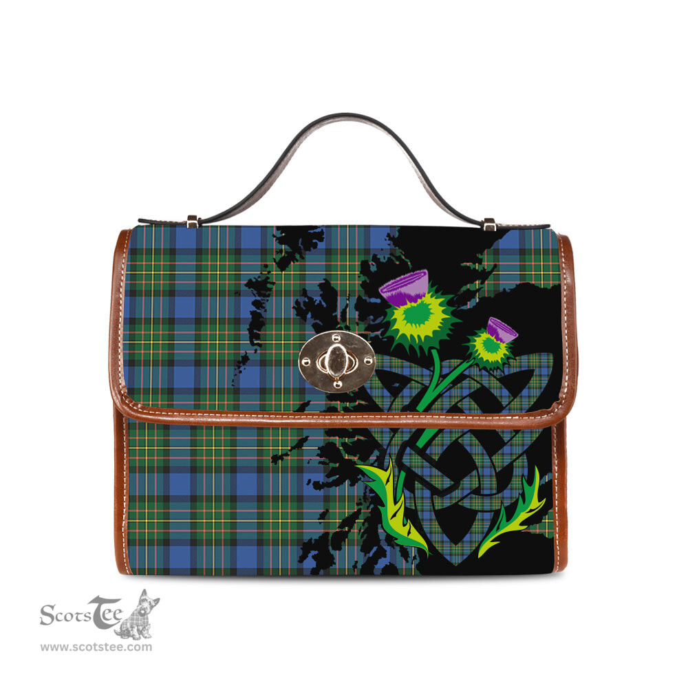 ScotsTee Shop Scottish MacLaren Ancient Clan Tartan Canvas Bag Celtic Knot and Thistle with Scotland Map Bag