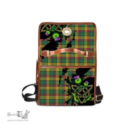ScotsTee Shop Scottish MacMillan Old Ancient Clan Tartan Canvas Bag Celtic Knot and Thistle with Scotland Map Bag