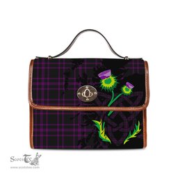 ScotsTee Shop Scottish Leonard Hunting Clan Tartan Canvas Bag Celtic Knot and Thistle with Scotland Map Bag