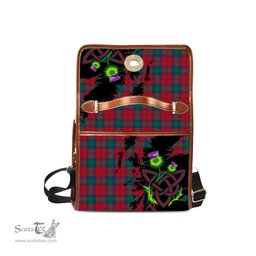 ScotsTee Shop Scottish Lindsay Modern Clan Tartan Canvas Bag Celtic Knot and Thistle with Scotland Map Bag