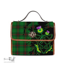 ScotsTee Shop Scottish Kinloch Clan Tartan Canvas Bag Celtic Knot and Thistle with Scotland Map Bag