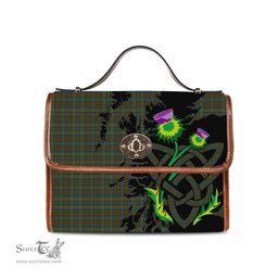 ScotsTee Shop Scottish Kerry Clan Tartan Canvas Bag Celtic Knot and Thistle with Scotland Map Bag