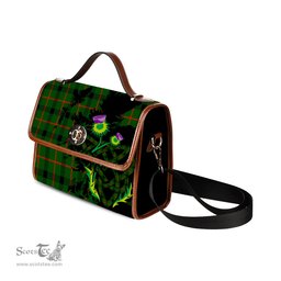 ScotsTee Shop Scottish Kincaid Modern Clan Tartan Canvas Bag Celtic Knot and Thistle with Scotland Map Bag