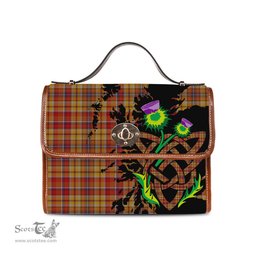 ScotsTee Shop Scottish Kinross Clan Tartan Canvas Bag Celtic Knot and Thistle with Scotland Map Bag