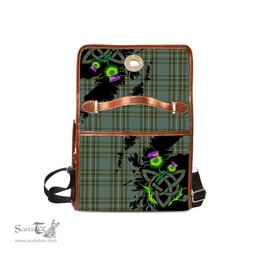 ScotsTee Shop Scottish Kelly Dress Clan Tartan Canvas Bag Celtic Knot and Thistle with Scotland Map Bag