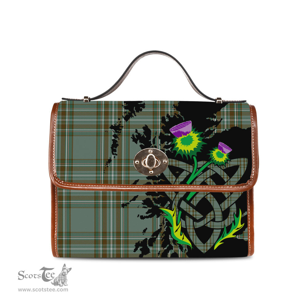 ScotsTee Shop Scottish Kelly Dress Clan Tartan Canvas Bag Celtic Knot and Thistle with Scotland Map Bag
