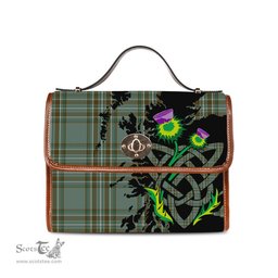 ScotsTee Shop Scottish Kelly Dress Clan Tartan Canvas Bag Celtic Knot and Thistle with Scotland Map Bag