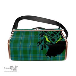 ScotsTee Shop Scottish Irvine of Bonshaw Clan Tartan Canvas Bag Celtic Knot and Thistle with Scotland Map Bag