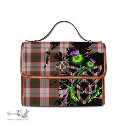 ScotsTee Shop Scottish Lindsay Dress Red Clan Tartan Canvas Bag Celtic Knot and Thistle with Scotland Map Bag