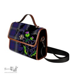 ScotsTee Shop Scottish Kinnaird Clan Tartan Canvas Bag Celtic Knot and Thistle with Scotland Map Bag