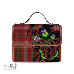 ScotsTee Shop Scottish Kinnoull Clan Tartan Canvas Bag Celtic Knot and Thistle with Scotland Map Bag