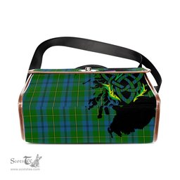 ScotsTee Shop Scottish Johnstone Clan Tartan Canvas Bag Celtic Knot and Thistle with Scotland Map Bag