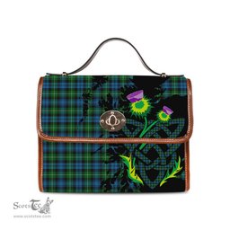 ScotsTee Shop Scottish Lamont Clan Tartan Canvas Bag Celtic Knot and Thistle with Scotland Map Bag