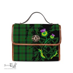 ScotsTee Shop Scottish Kincaid Clan Tartan Canvas Bag Celtic Knot and Thistle with Scotland Map Bag