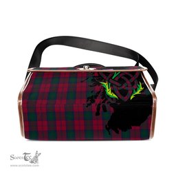 ScotsTee Shop Scottish Lindsay Clan Tartan Canvas Bag Celtic Knot and Thistle with Scotland Map Bag
