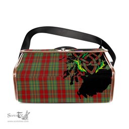 ScotsTee Shop Scottish Leask Clan Tartan Canvas Bag Celtic Knot and Thistle with Scotland Map Bag