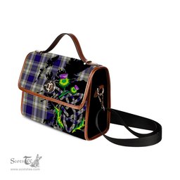 ScotsTee Shop Scottish Livingston Dress Clan Tartan Canvas Bag Celtic Knot and Thistle with Scotland Map Bag