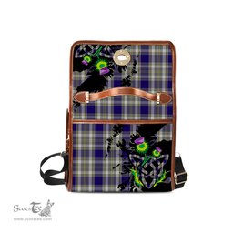 ScotsTee Shop Scottish Livingston Dress Clan Tartan Canvas Bag Celtic Knot and Thistle with Scotland Map Bag