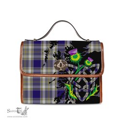 ScotsTee Shop Scottish Livingston Dress Clan Tartan Canvas Bag Celtic Knot and Thistle with Scotland Map Bag