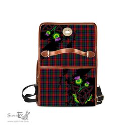 ScotsTee Shop Scottish Kilgour Clan Tartan Canvas Bag Celtic Knot and Thistle with Scotland Map Bag