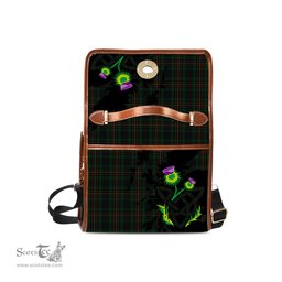 ScotsTee Shop Scottish Kalkofen Clan Tartan Canvas Bag Celtic Knot and Thistle with Scotland Map Bag