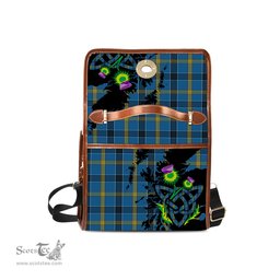 ScotsTee Shop Scottish Laing Clan Tartan Canvas Bag Celtic Knot and Thistle with Scotland Map Bag