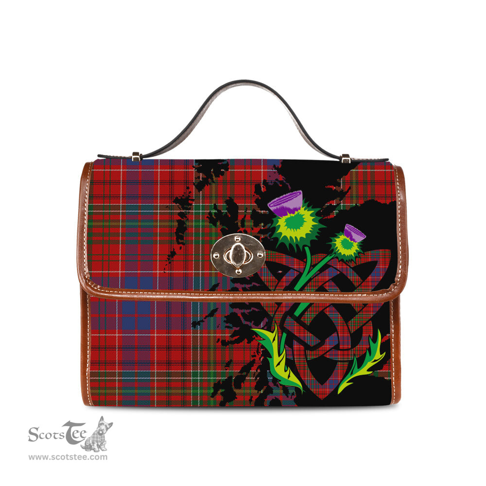ScotsTee Shop Scottish Kinnoull MacRae Clan Tartan Canvas Bag Celtic Knot and Thistle with Scotland Map Bag