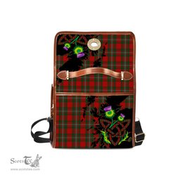 ScotsTee Shop Scottish MacGregor Clan Tartan Canvas Bag Celtic Knot and Thistle with Scotland Map Bag