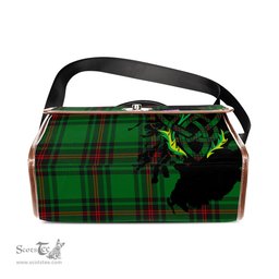 ScotsTee Shop Scottish Logie Clan Tartan Canvas Bag Celtic Knot and Thistle with Scotland Map Bag