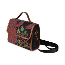 ScotsTee Shop Scottish MacBean Clan Tartan Canvas Bag Celtic Knot and Thistle with Scotland Map Bag