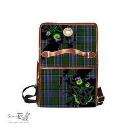 ScotsTee Shop Scottish MacMillan Hunting Clan Tartan Canvas Bag Celtic Knot and Thistle with Scotland Map Bag